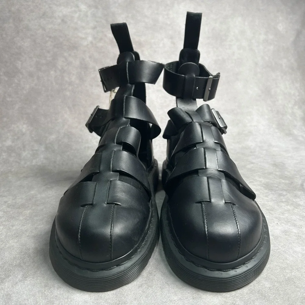 Dr Martens Geraldo Gladiator Sandal Black Leather Buckle Straps Mens 12